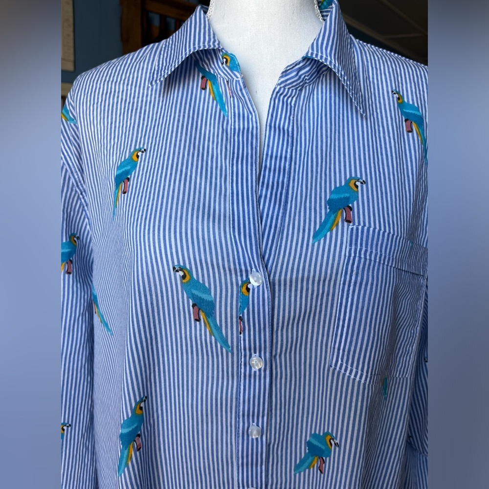 Women's True Destinations cover-up with blue and white stripes